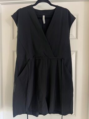 Athleta Black Wrap-Front Romper with Waist Tie - Size M